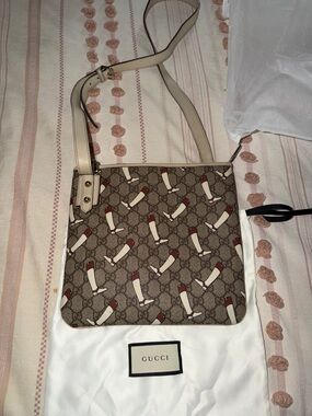 Authentic Gucci Beige/Brown Monogram Crossbody with boot 🥾 print Sold out style!